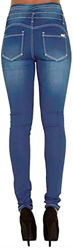 מכנסי נשים מיאשוי מותניים אלסטיים מותניים אלסטיים נמתחים ג'ינס רזה ומריפת ג'ינס במצוקה בתוספת בגדים בגודל לנשים