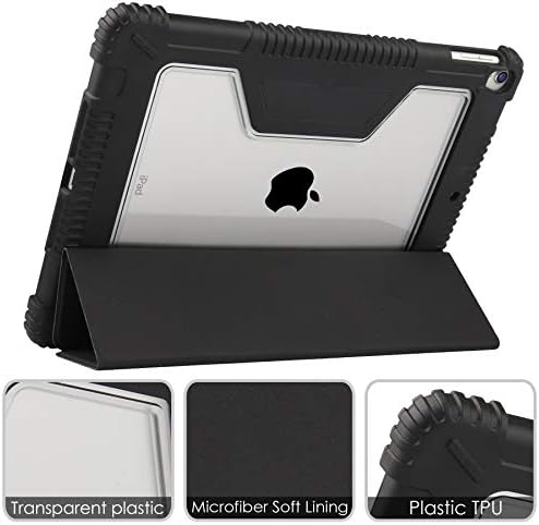 מארז iPad 10.2/10.5, מכסה iPad 10.2 ו- 10.5 מחוספס עם מחזיק עיפרון iPad, עקבות אוטומטיות/שינה, מעטפת אחורית שקופה מעטפת