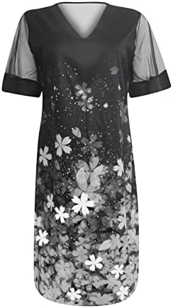 שמלת מקסי של Nokmopo Plus Size לנשים קיץ מזדמן רופף רופף V-RECT