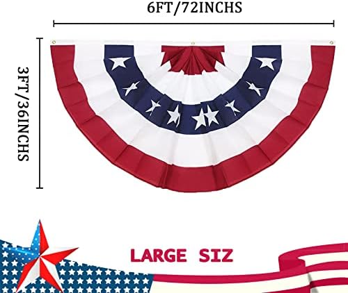 דגל מאוורר קפלים אמריקאי 3 x 6 רגל, דגל חצי מאוורר חצי פטריוטי, דגל קישוט