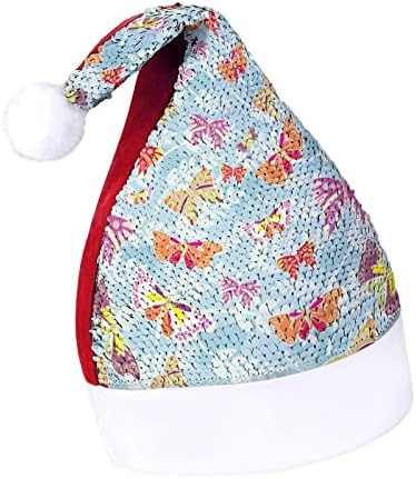 חמוד פרפרים פאייטים חג המולד כובעי סנטה חג המולד כובע למבוגרים שמח חג המולד המפלגה תלבושות בני כובע