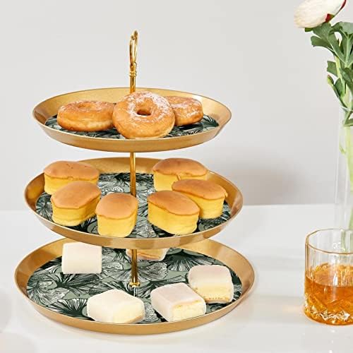 תצוגת עץ עוגת עוגת עגנה עגולה, מחזיק קינוח פלסטיק מאפה 3, מגש מגדל קינוחים לסופגניות סופגניות פירות עוגת גינגקו דפוס