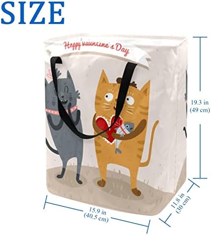 זוג חובב חתולים שמח הדפס סל כביסה מתקפל, סלי כביסה עמידים למים 60 ליטר אחסון צעצועי כביסה לחדר שינה בחדר האמבטיה במעונות