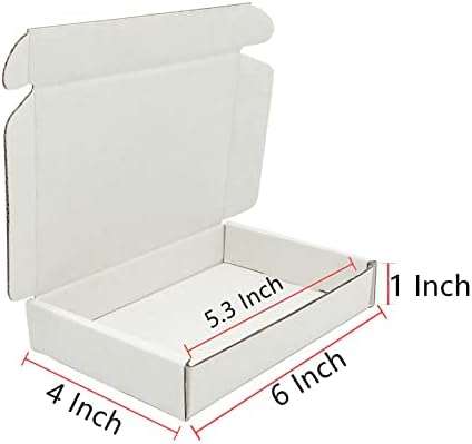 קופסאות משלוח קטנות 6x4x1 אינץ ', קופסת קרטון גלי לבן 25 חבילה