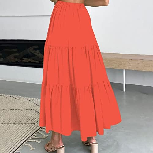 חצאיות MIDI זורמות לנשים לנשים חצאיות בוהו קיץ מזדמן עם כיסים חצאית מקסי פרחונית חצאית מותניים גבוהה נדנדה א-קו חצאית