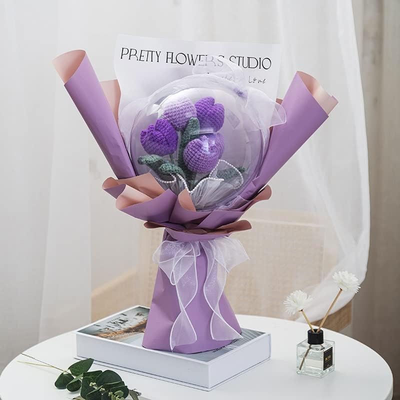 רנסלאט יד סרוג חוט סרוגה צבעוני פרחים מלאכותיים זר לחתונה קישוט בית תפאורה גן