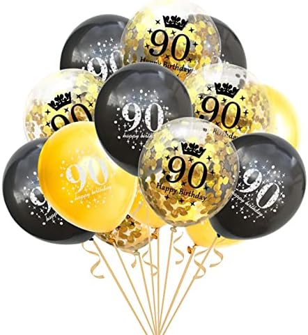 קישוטי בלוני יום הולדת זהב ושחור 90 קישוטי 30 יחידות יום הולדת שמח ליום הולדת שמח קונפטי ללטקס קישוטים לנשים לגברים