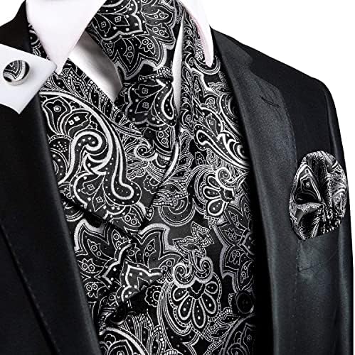 היי-עניבת גברים של חליפת אפוד עניבת סט עם דש פין או עניבת קליפ משי חזיית עניבה ממחטה לחתונה פורמליות טוקסידו